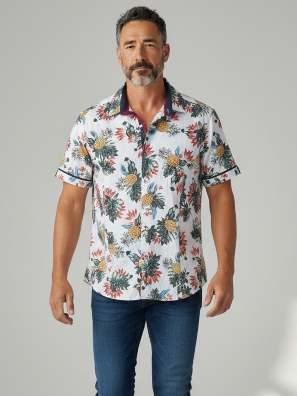 Fashion Nova Man Pineapple Hawaiian Shirt Size Large